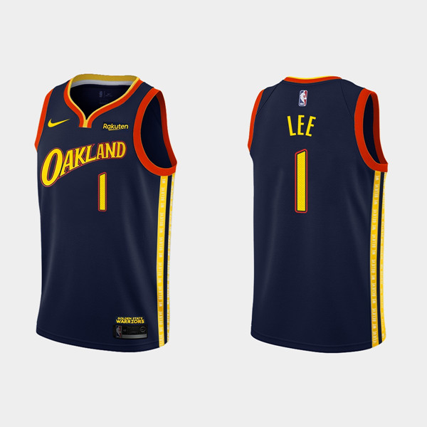 Men's Golden State Warriors #1 Damion Lee Navy NBA 2020-21 City Edition Stitched Jersey Men's Golden State Warriors #1 Damion Lee Navy NBA 2020-21 City Edition Stitched Jersey